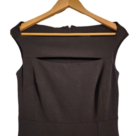 Black Gown with Cut Out at Bodice and Slit at Front - Picture 4 of 6